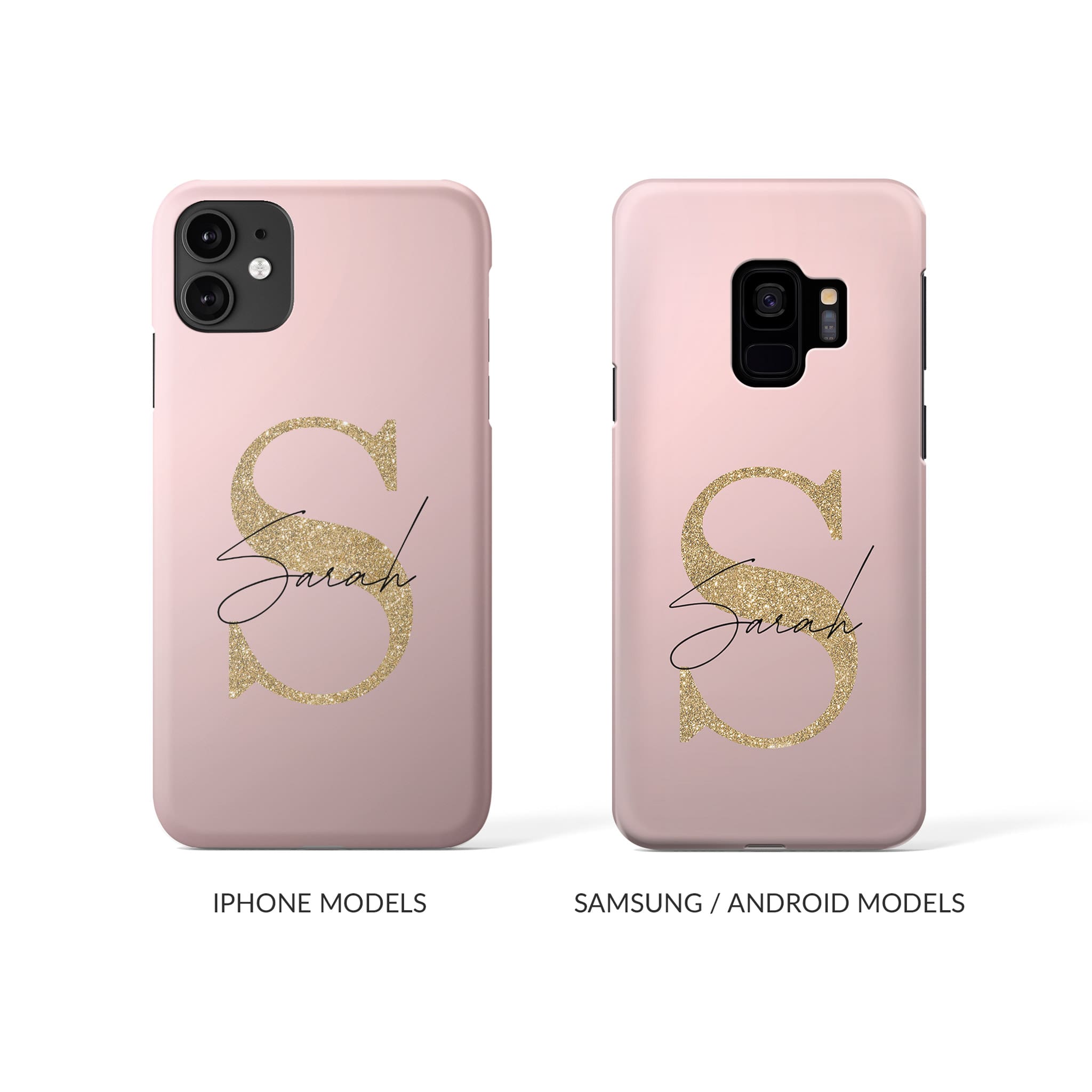 Personalised Hard Phone Case Custom Name Pink Golden