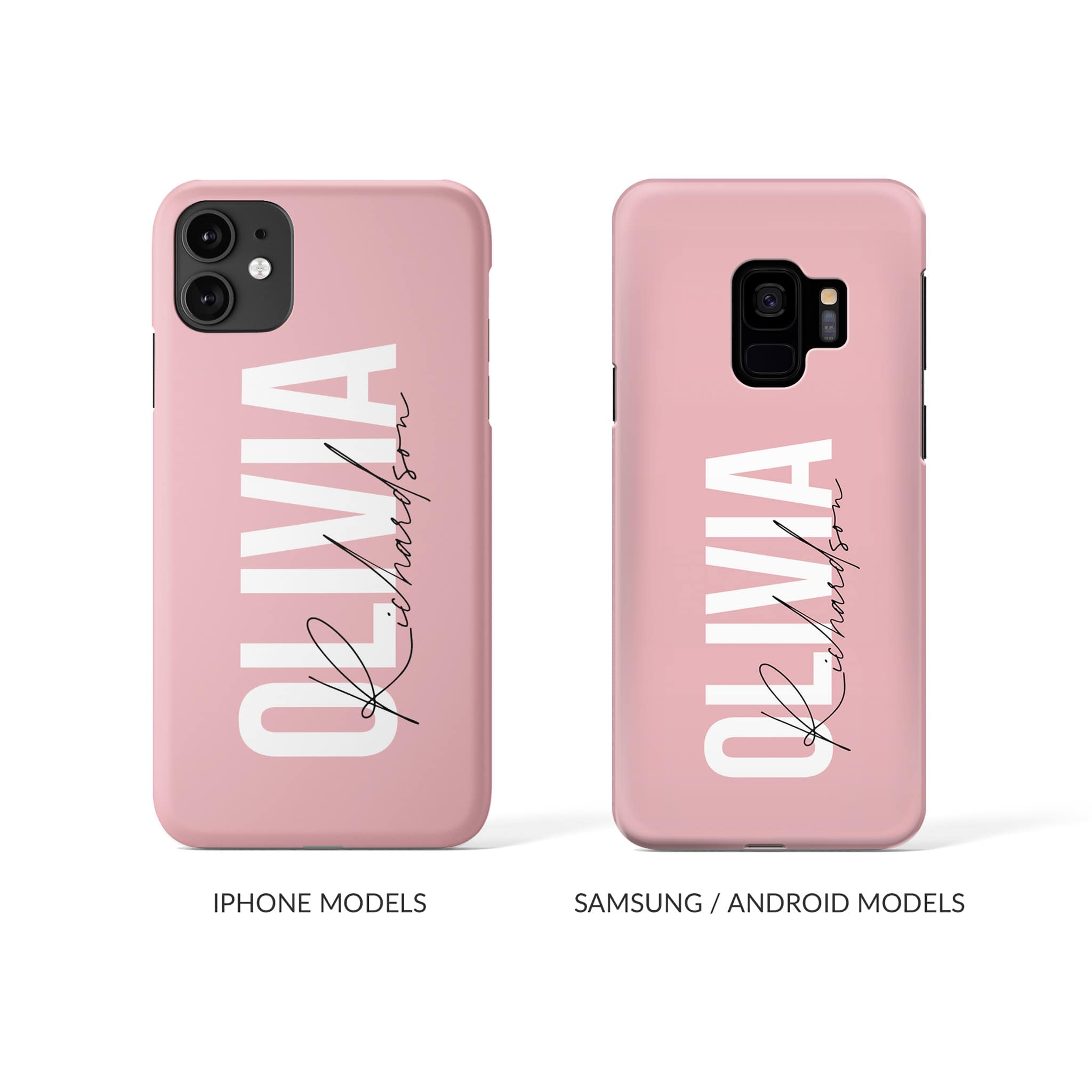 Personalised Hard Phone Case Custom Name White Pink