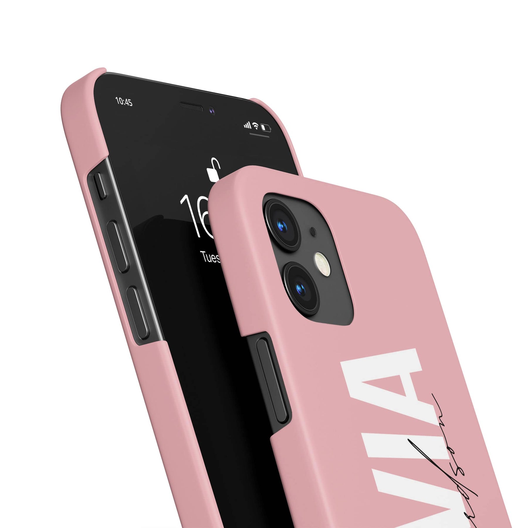 Personalised Hard Phone Case Custom Name White Pink