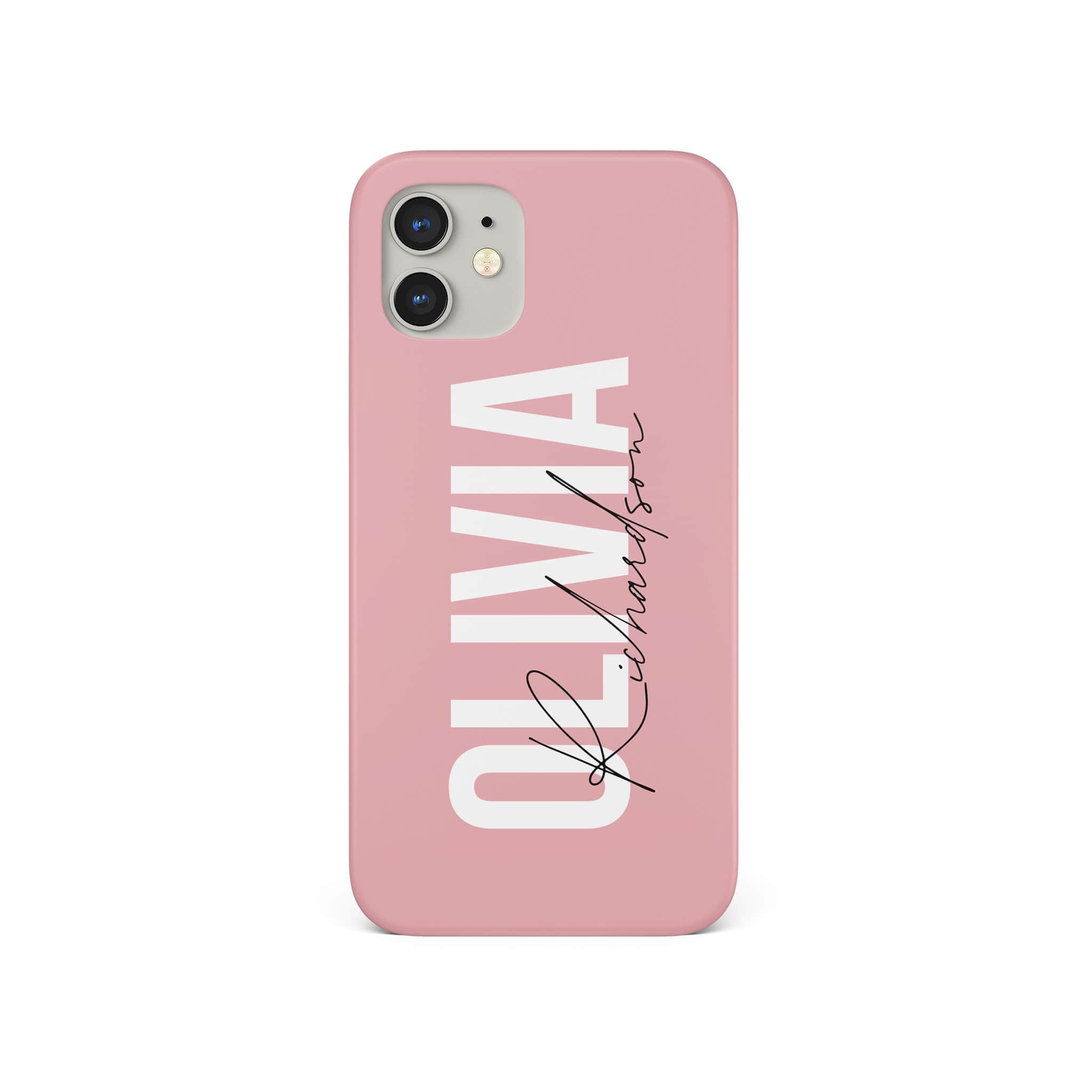 Personalised Hard Phone Case Custom Name White Pink