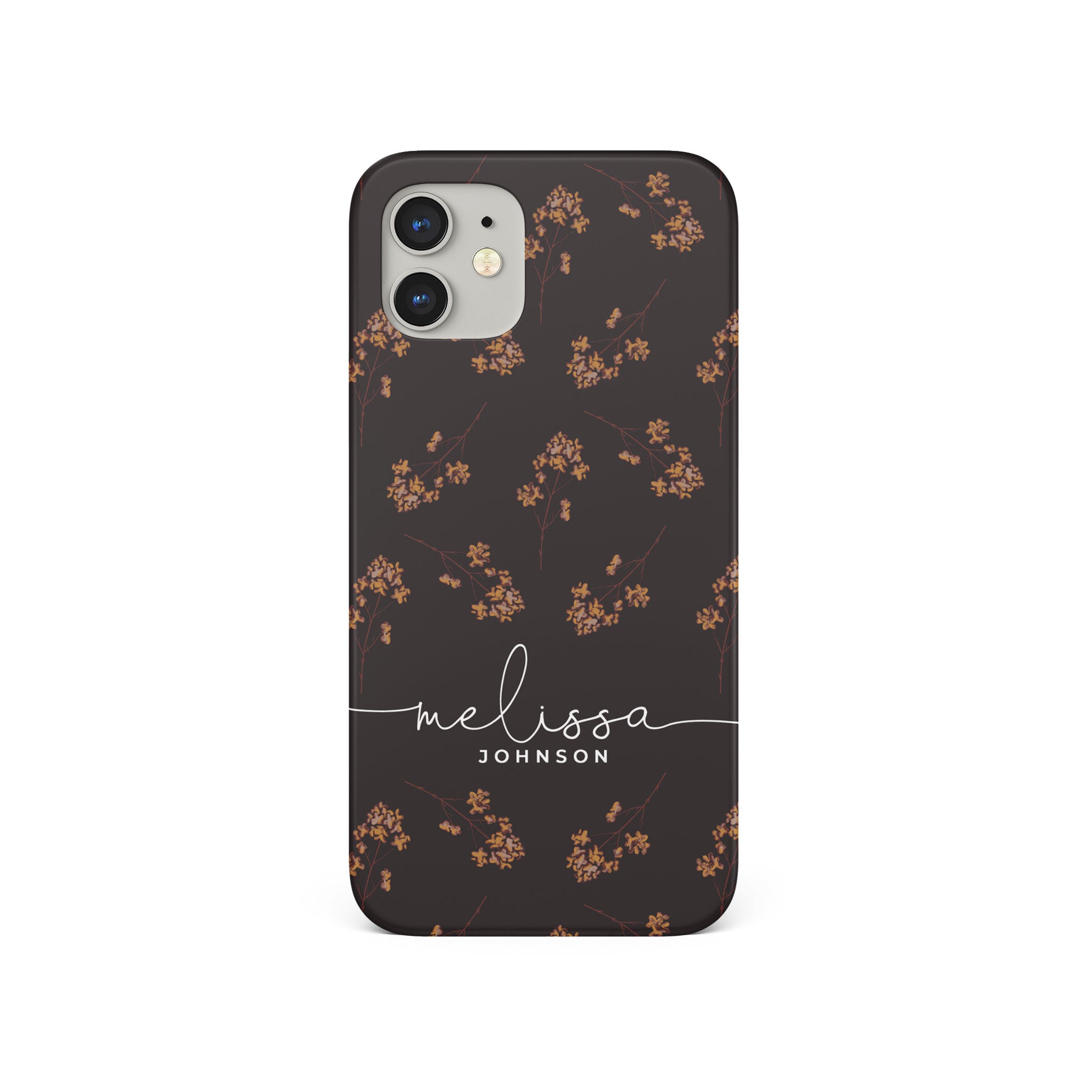 Personalised Hard Phone Case Autumn Fallen Leaves on Brown