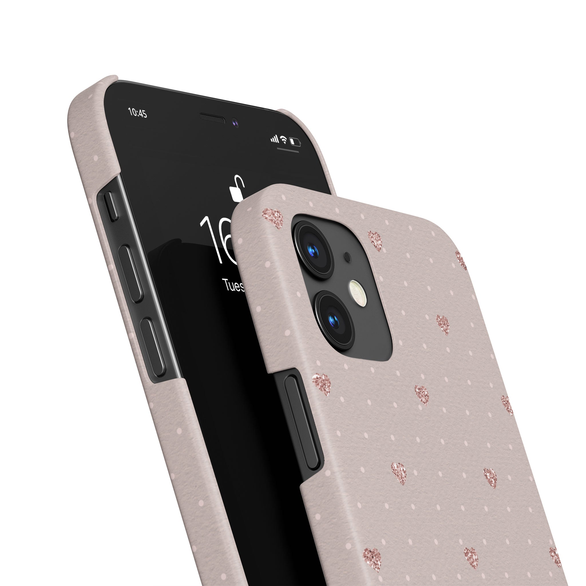 Personalised Hard Phone Case Polka Hearts Pink