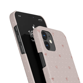 Personalised Hard Phone Case Polka Hearts Pink Glitter