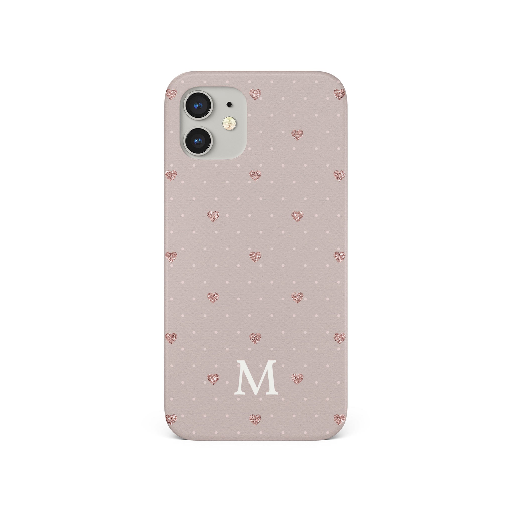 Personalised Hard Phone Case Polka Hearts Pink