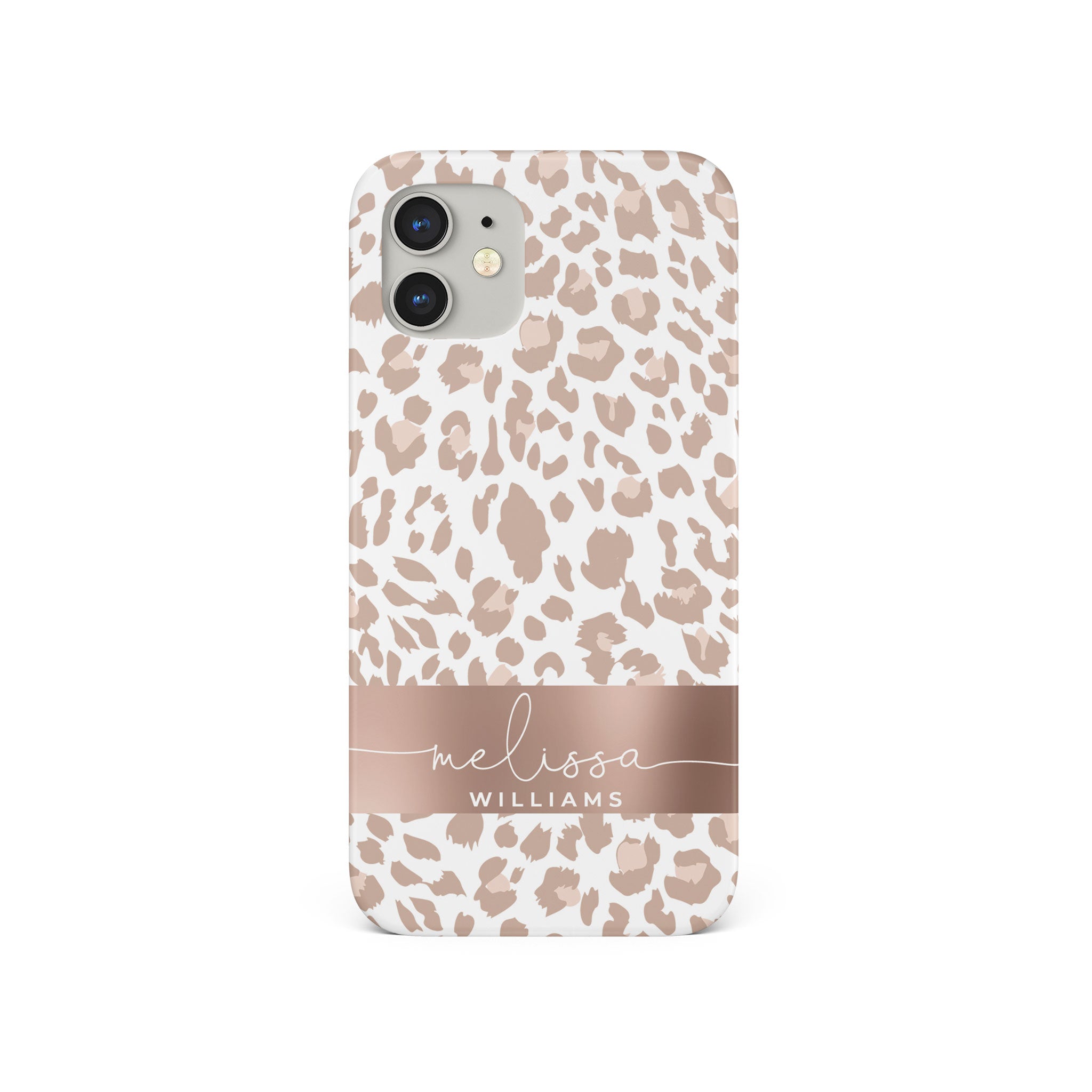 Personalised Hard Phone Case Rose Gold Animal Print Leopard Cheetah