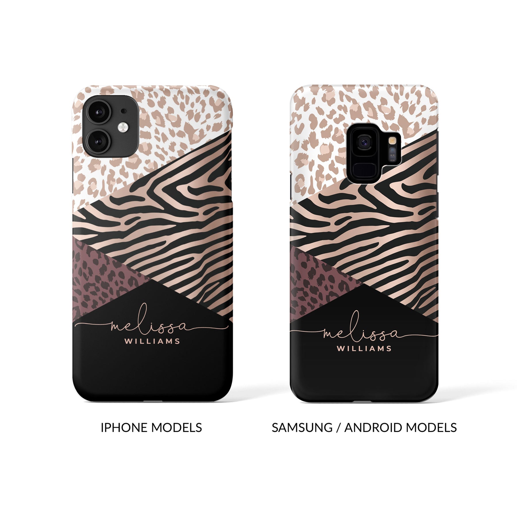Personalised Hard Phone Case Animal Print Tiger Leopard Cheetah