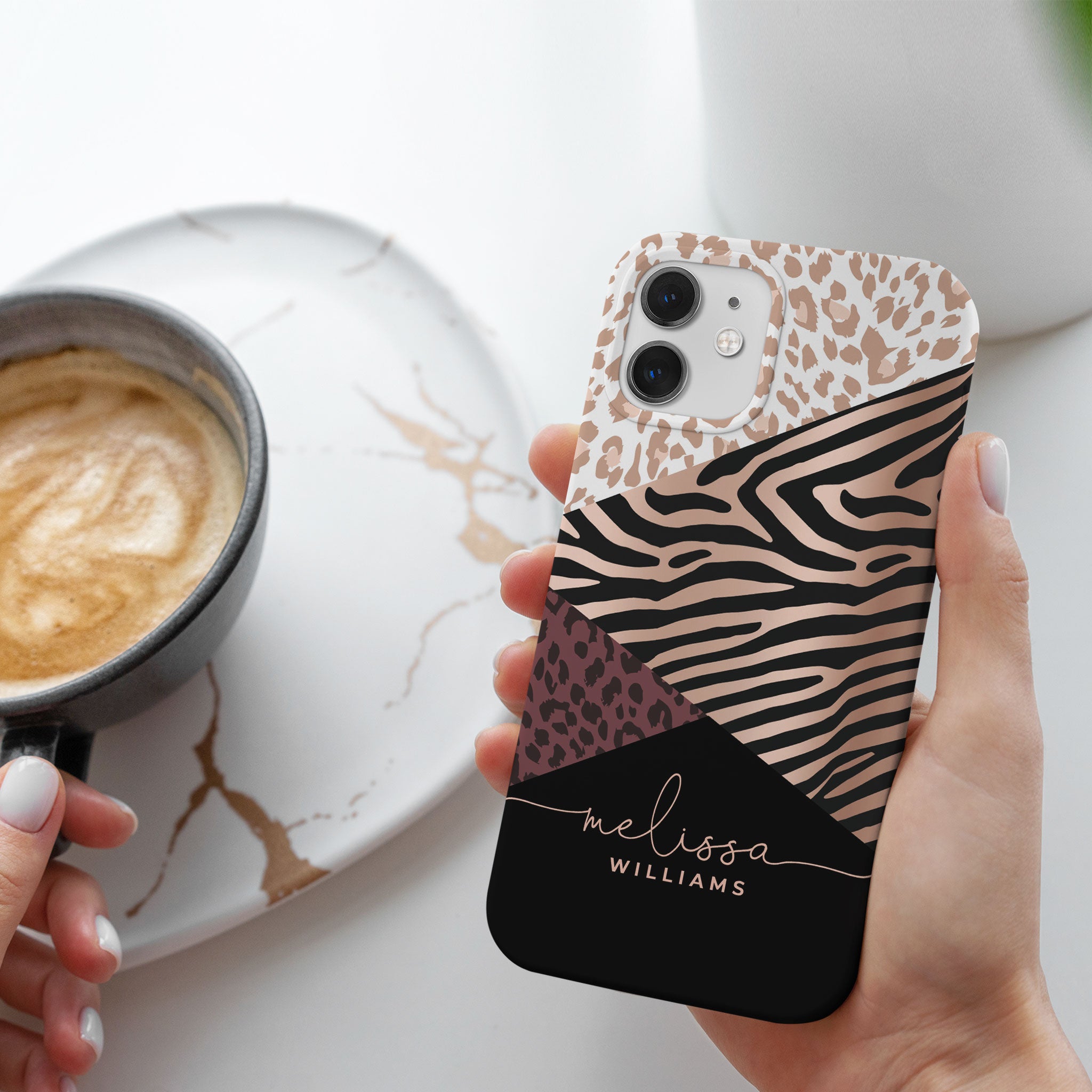 Personalised Hard Phone Case Animal Print Tiger Leopard Cheetah