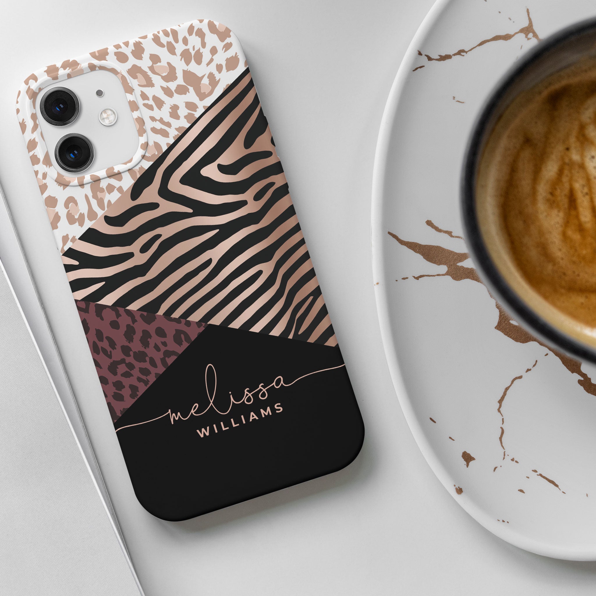 Personalised Hard Phone Case Animal Print Tiger Leopard Cheetah