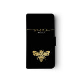Personalised Wallet Flip Case Custom Name Golden Honeybee Bumblebee