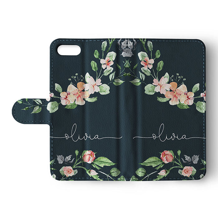 Personalised Wallet Flip Case Custom Name Spring Blossom Branch