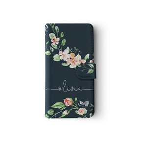 Personalised Wallet Flip Case Custom Name Spring Blossom Branch