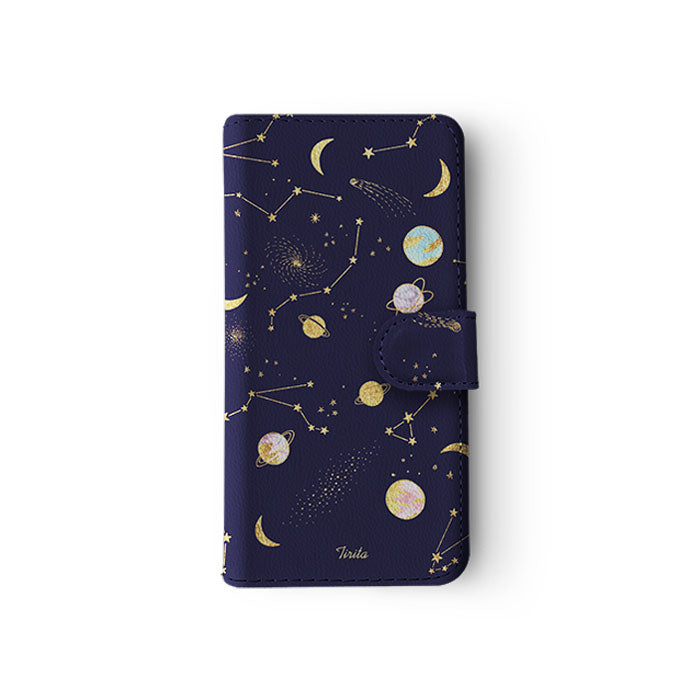 Wallet Flip Case Colorful Gold Space Planets Stars Moon