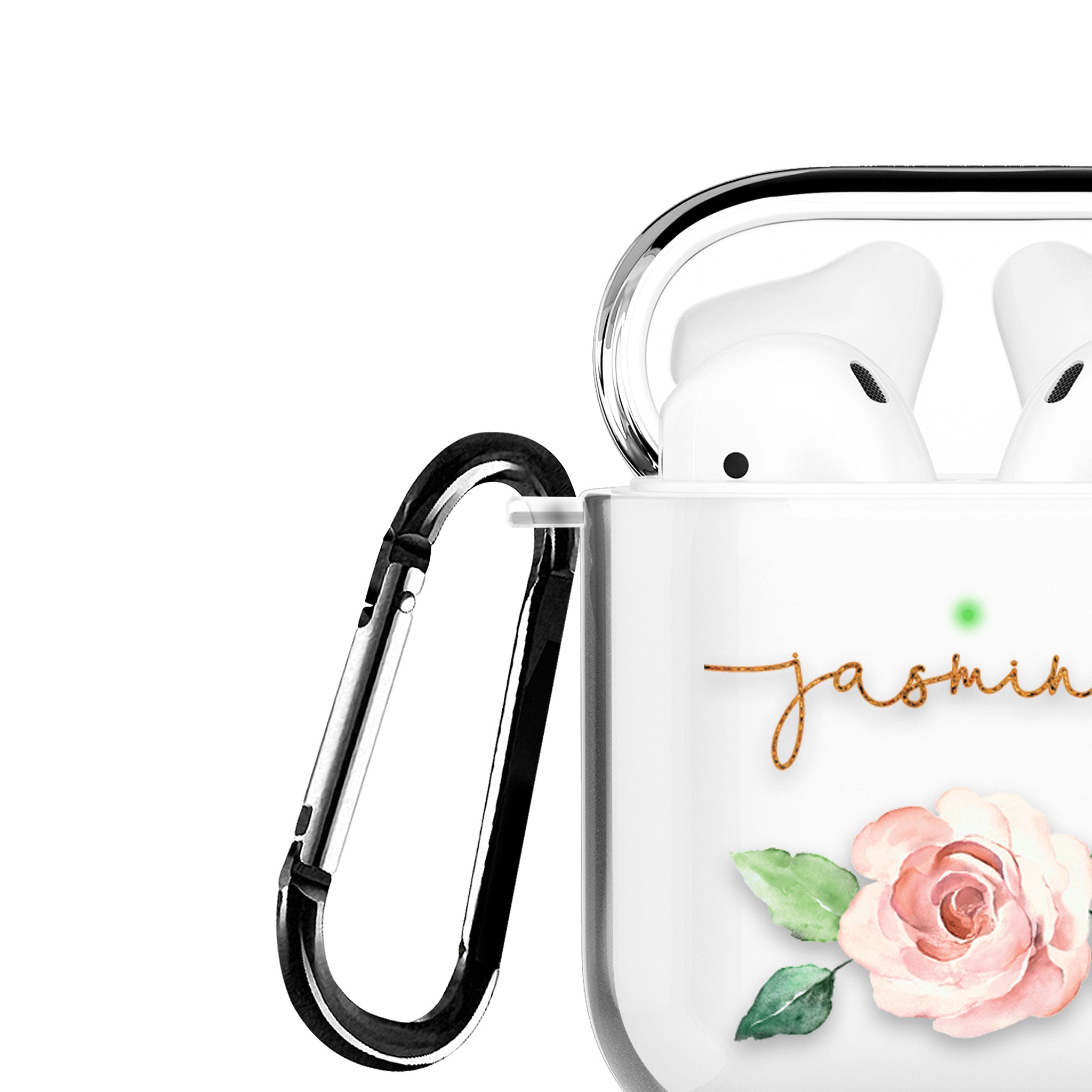 Personalised AirPods Case Pink Rose Bloom