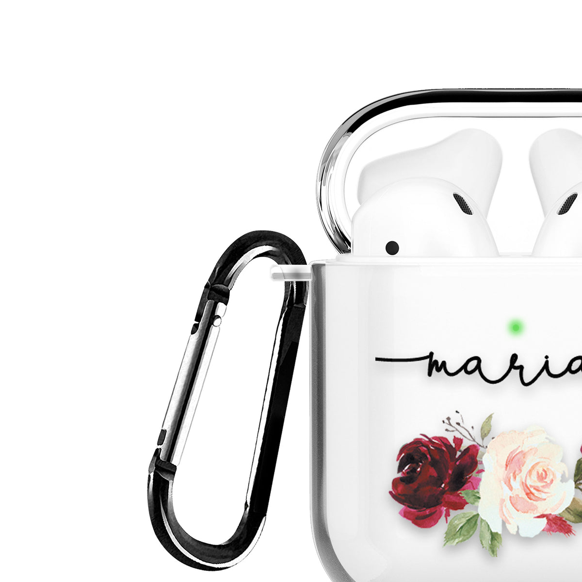 Personalised Airpods Case Red Pink Floral Bloom