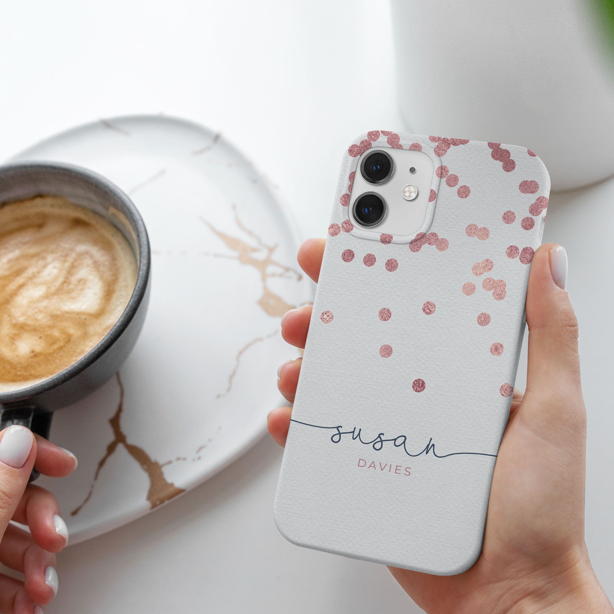 Personalised Hard Phone Case Polkadot Rain