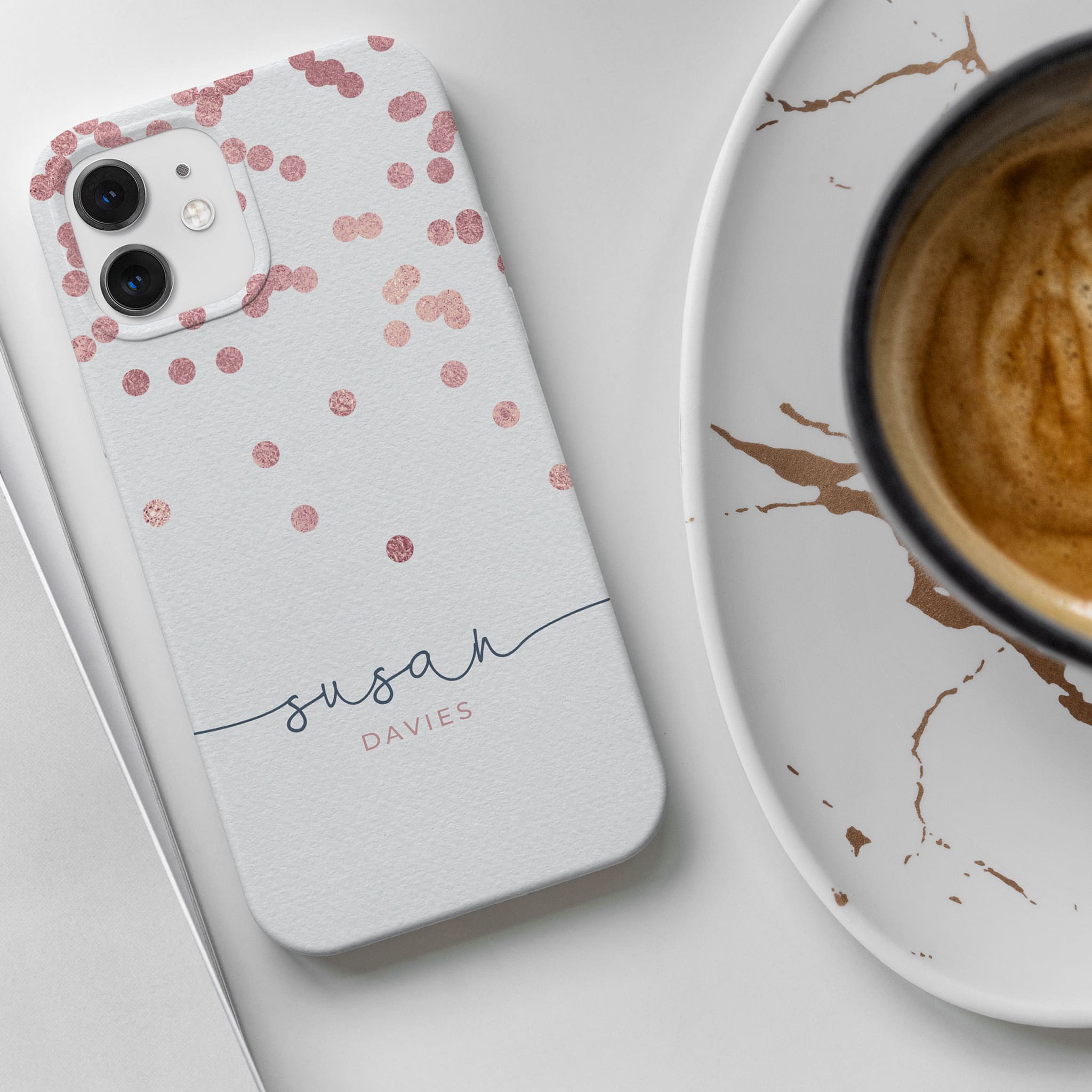 Personalised Hard Phone Case Polkadot Rain