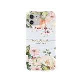 Personalised Hard Phone Case White Floral Roses