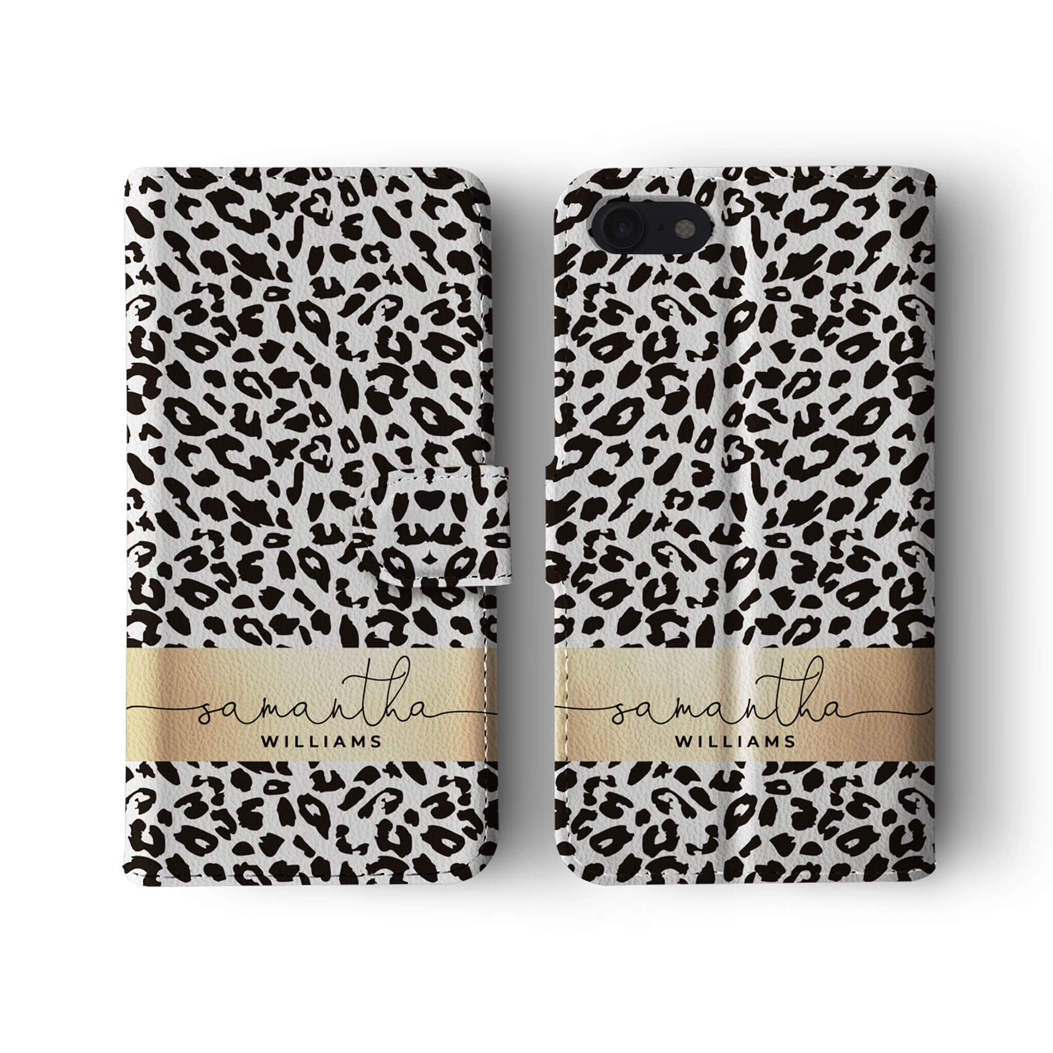 Personalised Wallet Flip Case Animal Print