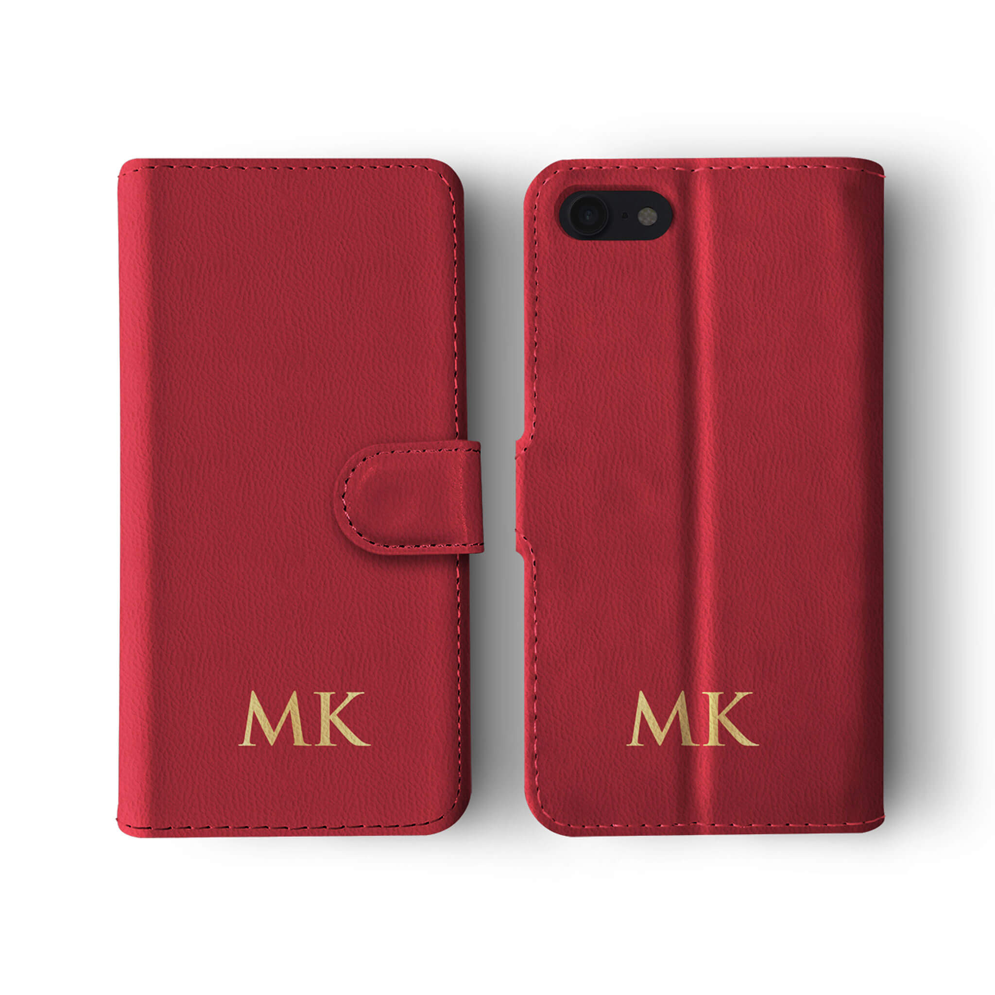 Personalised Wallet Flip Case Custom Name Red